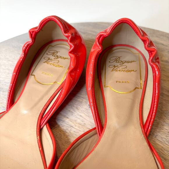 Authentic Roger Vivier Women's Red Orange Ballet Flats Made In Italy US Size 5 - Picture 6 of 14